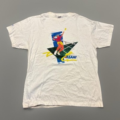 Vintage Asahi Tennis Graphic White T-Shirt Men s Pre-Shrunk X-Large NEW NOS