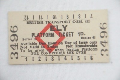 1958 Ely British Rail BR Railway Train Platform Ticket 