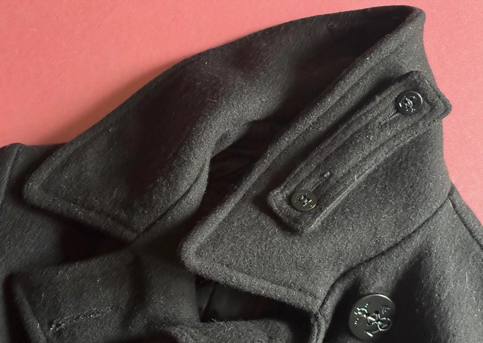 Fidelity BEAMS Melton Wool Jacket Pea Coat Naval Black USA Gerald & Stewart M - Image 3 of 4