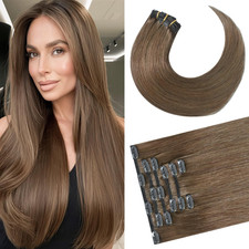 Newfeeling Light Brown Hair Extensions 15 Inch 75g Natural Straight 100 Real Hu