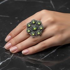 Peridot Gemstone 925 Sterling Silver Ring Handmade Jewelry Gift For Valentine