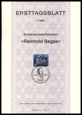 BERLIN ETB ERSTTAGSBLATT 1981/07 REINHOLD BEGAS - KUNST SKULPTUREN