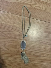 Kendra Scott Rayne Gray & Gold Long Pendant Necklace