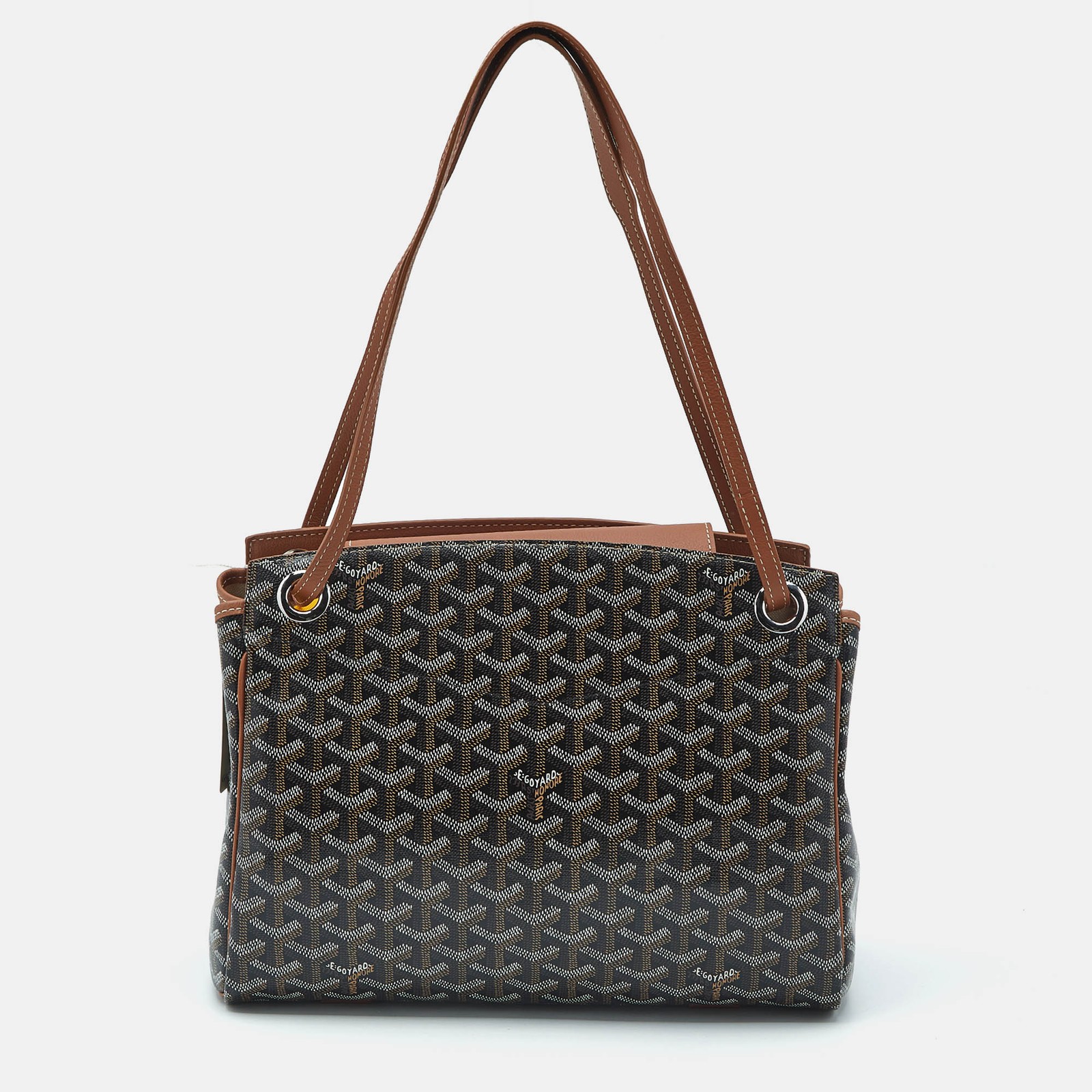 Goyard Brown Goyardine Coated Canvas Leather Rouette PM Crossbody Bag