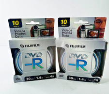 2 NEW FujiFilm 3 inch DVD-R 10 Disc Pack 1.4 GB 30 Min Video New Old Stock 