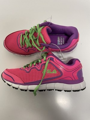 Women s Fila Memory Foam Shoes Sneakers Pink/Purple/Green Size 7 NEW