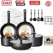17Pcs Pots and Pans Set Non Stick, Cookware Set Detachable Handle, Nonstick I...