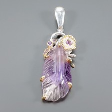 Ręcznie robiony 25 ct + naturalny ametyst wisiorek 925 srebro szterlingowe / cena nowej 53283