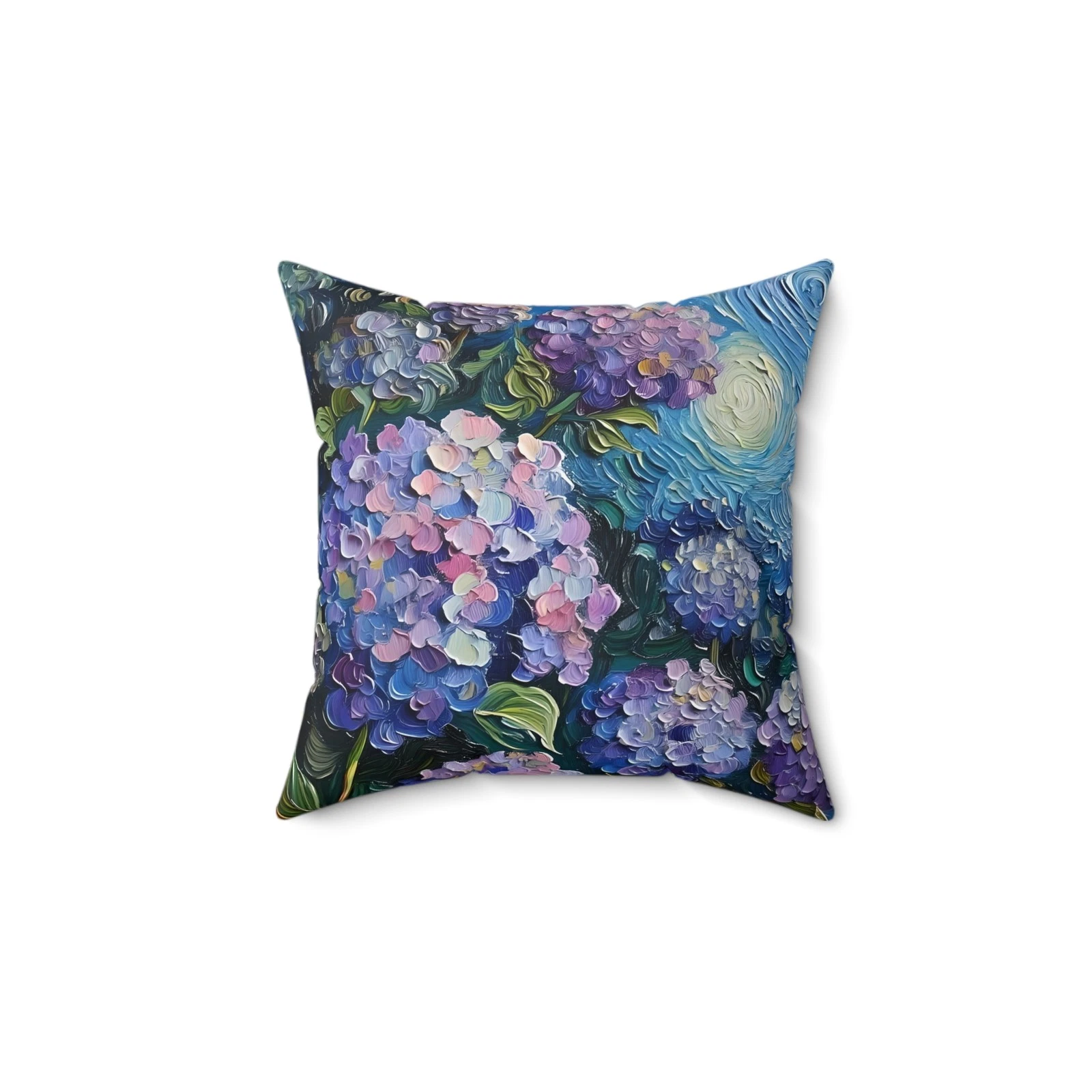 Hydrangea Square Pillow, Floral Home Decor, Throw Cushion, Botanical Accent