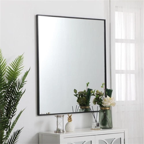 Elegant Decor Eternity 40" x 36" Contemporary Metal Frame Mirror in Black - Picture 7 of 12