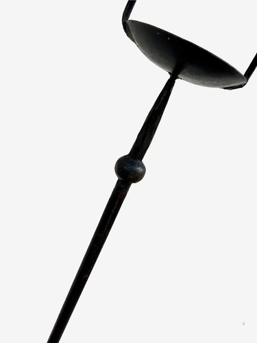 Early 20th Century New England Wrought Iron Floor Candlestick Tall Stand Antique - Picture 6 of 15