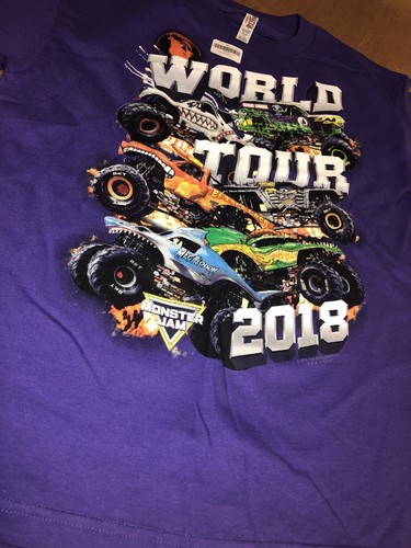 TN1- Alstyle Unisex T-Shirt Purple Monster Jam World Tour 2018 Youth XS NEW - Picture 3 of 4