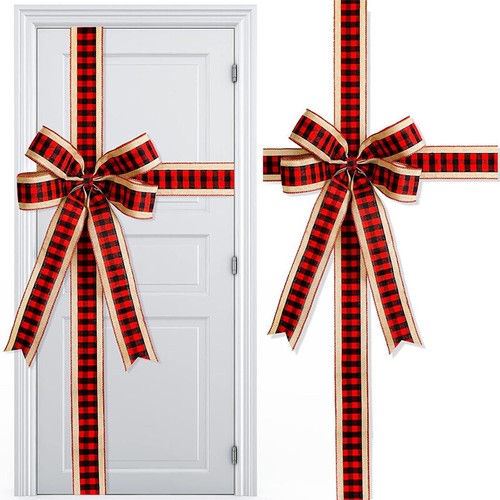 Christmas Cabinet Door Ribbon Big Grid Bow Decoration Xmas Party Home Supply - Picture 5 of 10