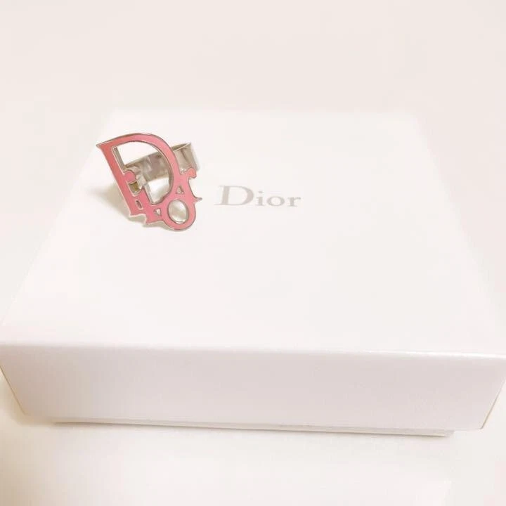 Bague Christian Dior trotteur logo oblique rose ton argent bijou femme taille 10