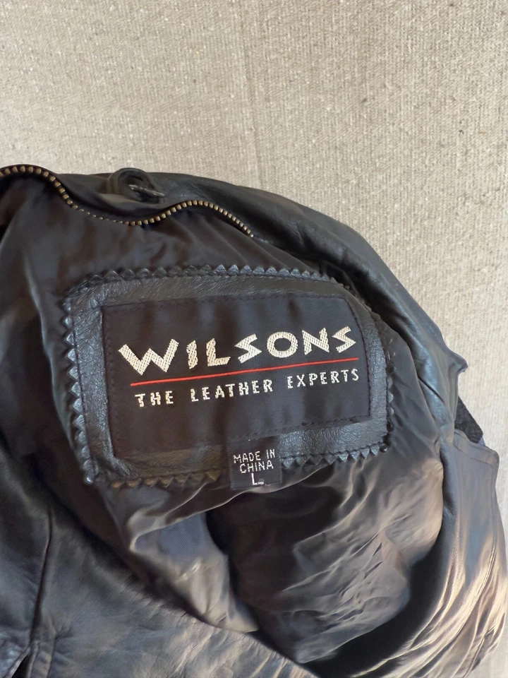 Chaqueta de cuero de colección para mujer talla grande Wilsons cachemir motociclista vaquera 1/4 cremallera Foto 2 de 4