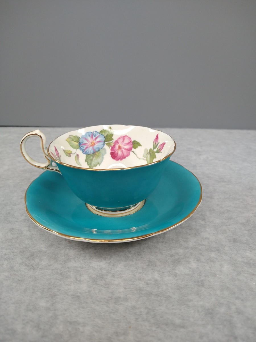 Aynsley Bone China Tea Cup and Saucer Morning Glory B5332