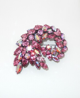 Regency Jewelry Vintage Brooch - Etsy Vintage Signed REGENCY Brooch / Deep Pink Rhinestones / 3 x 2\
