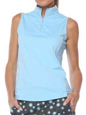 NWT Ladies BELYN KEY Sky Blue BK Mock Sleeveless Golf Shirt XS S M L  XL