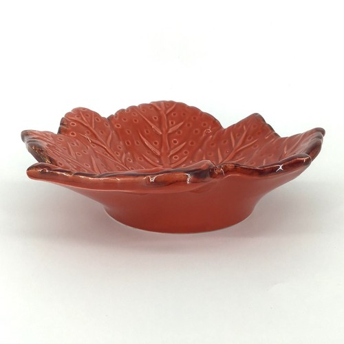 Maioliche Jessica Leaf Bowl Red Orange Coral Textured Serving Candy Dish Italy - Picture 5 of 16