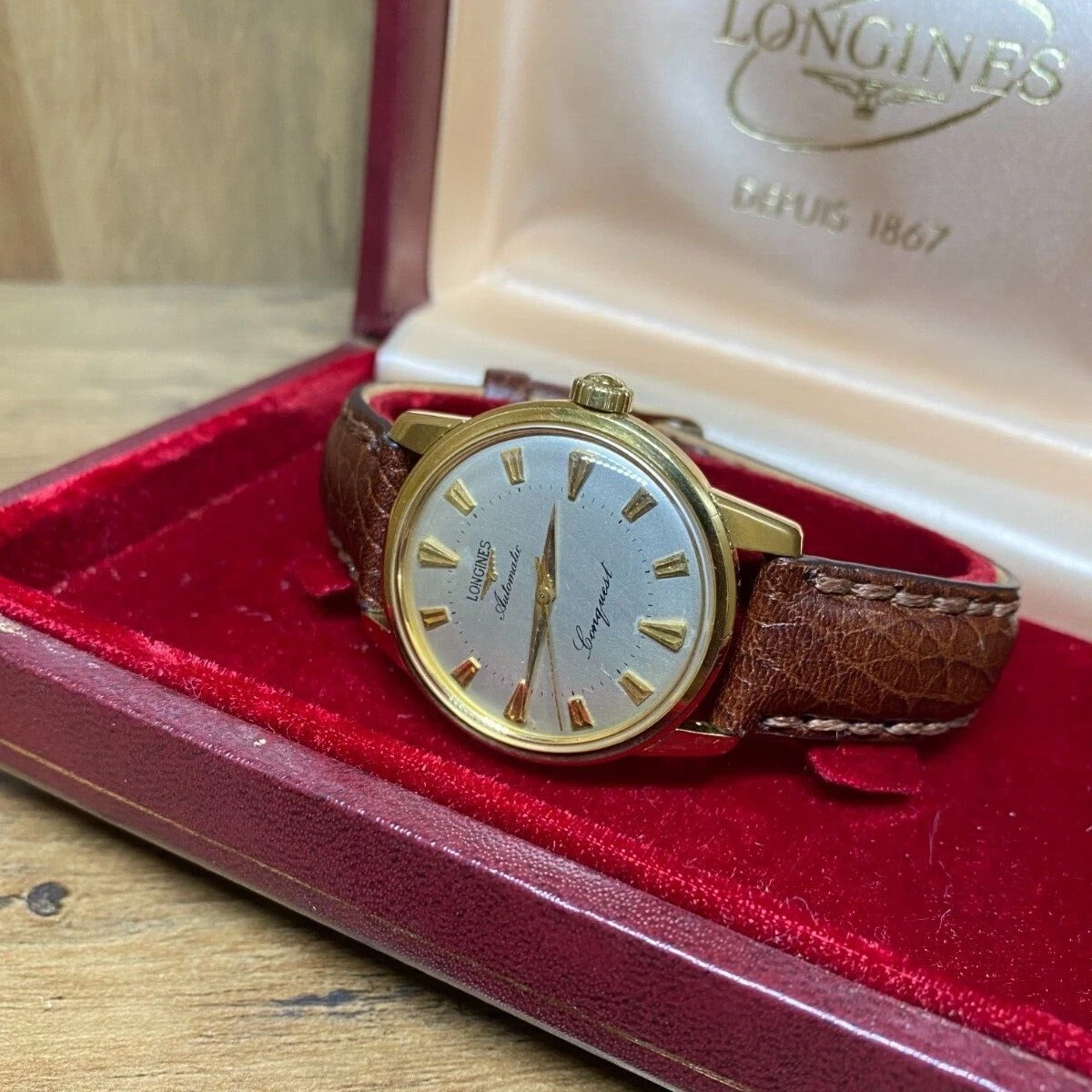 Longines 18ct gold mens watch sales