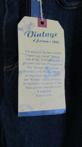 JEANS AJUSTADOS LAVADOS OSCUROS GENES 1891 VINTAGE ~ Para hombre 28 x 30 ~ Nuevos con etiquetas - Imagen 2 de 6