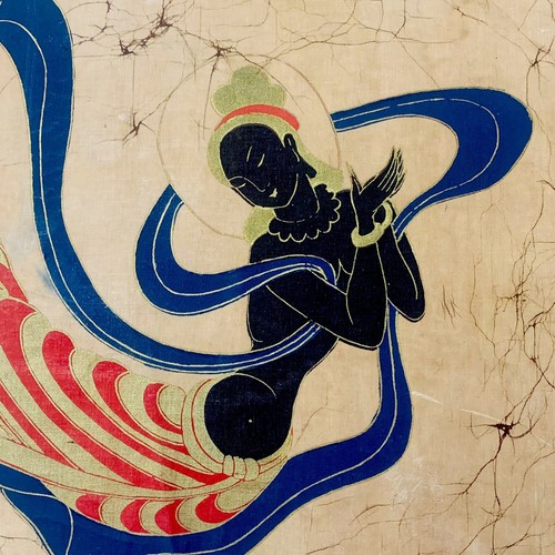 Vintage The Art Of Batik Buddha & Bird Painting Dyed Cloth Certificate Of Authen - Picture 9 of 23