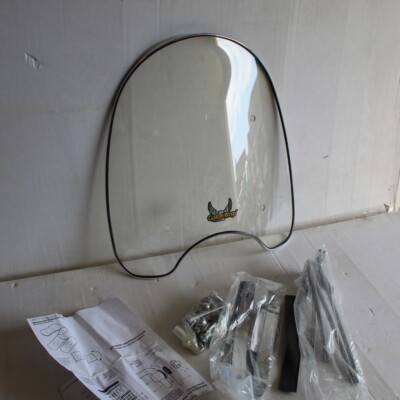 CUSTOM WINDSCHUTZSCHEIBE CHROM UNIVERSAL 48cm NEU MIT BEFESTIGUNGEN UND ANLEITUNG TD07-1002