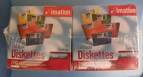 50 New Sealed Rainbow Diskettes 3 1/2 inch Floppy Discs Imation