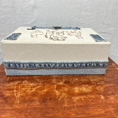 Handmade Western Memory Box Horses Denim Buckle Cowgirl Cowboy Keepsake Gift - Picture 7 of 14