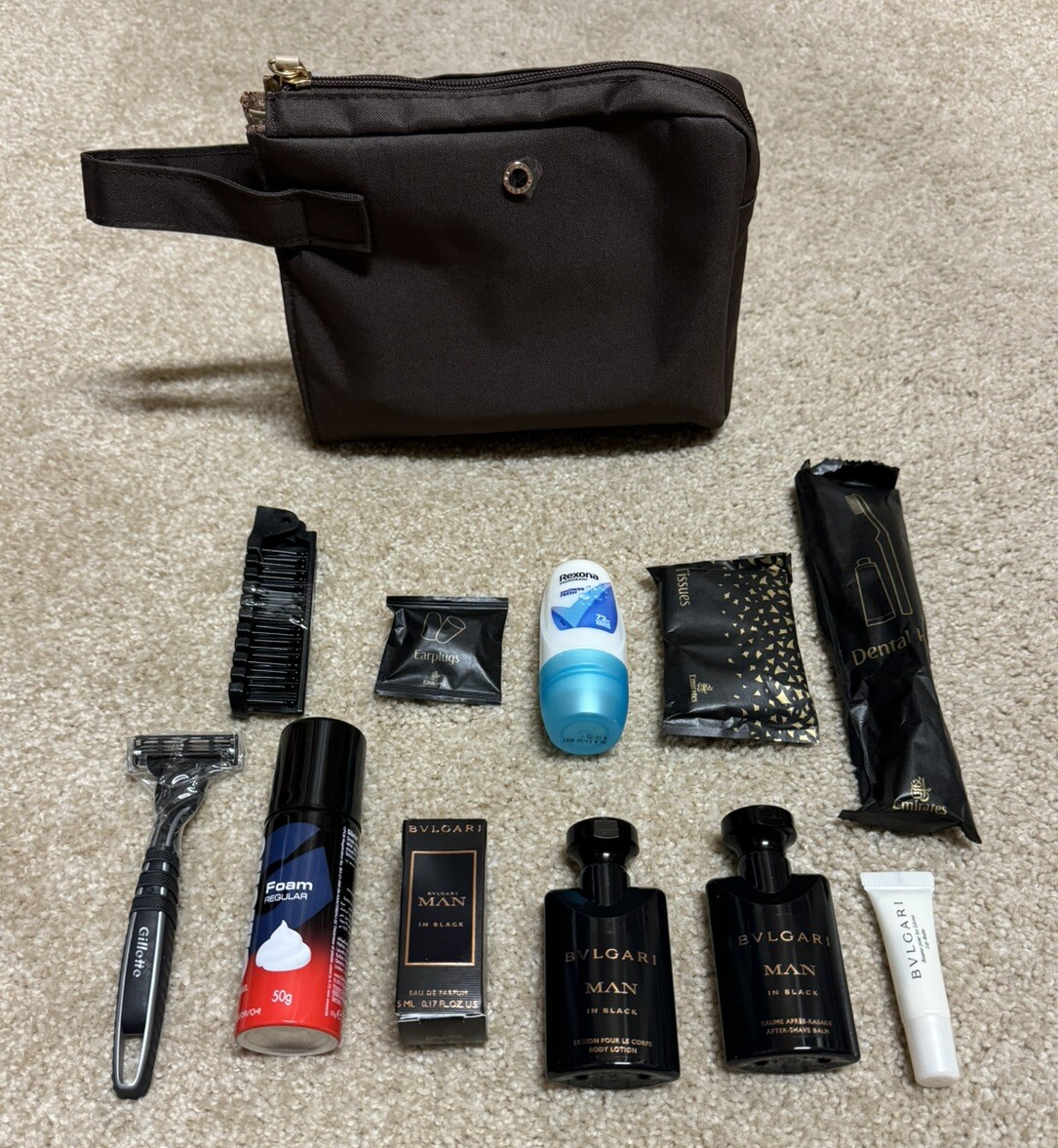 NEW Emirates Business Class Mens Amenity Kit Bag - Bvlgari