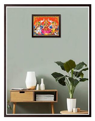 Goddess Lakshmi with Saraswati & Lord Ganesh Printed Picture With