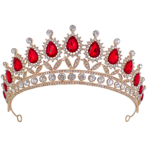 Auriculares en forma de corona para niñas mujeres corazón rojo diadema Miss Headgear - Imagen 1 de 12