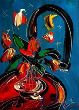 FLOWERS MOON 0BY Mark Kazav  Abstract Modern CANVAS Original Oil Painting  YdogV
