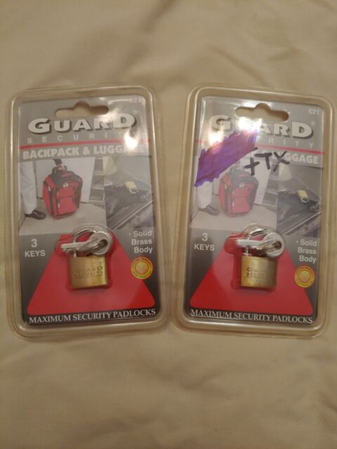 Guard Security Backpack & Luggage Solid Brass Padlock (2 pack)