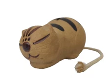 Kitty Cat Coin Bank Pottery String Tail Original Sticker Takahashi Japan