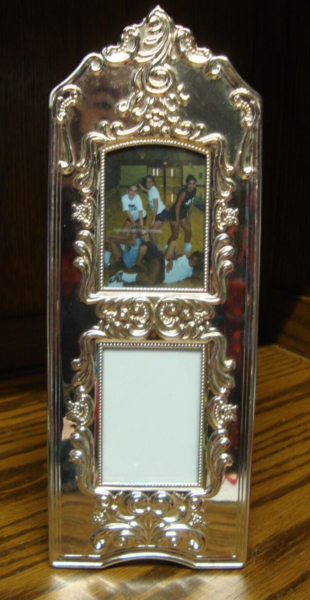 PHOTO FRAME Godinger Silver-Plated Scrolled Ornate Vertical Two