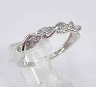 14k White Gold Plated Lab Created Diamond Infinity Ring