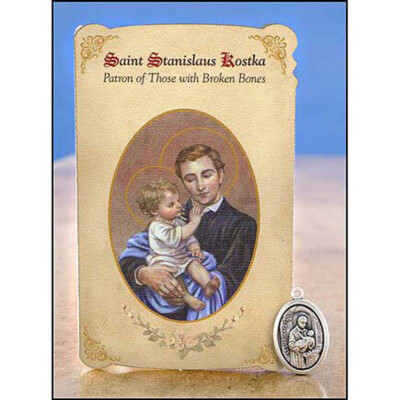 St Stanislaus (Broken Bones) Healing Holy Card W/ Medal (MC016)