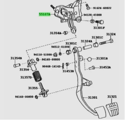 TOYOTA Genuine Jzx100 Chaser Clutch and Manual Brake Pedal Assy