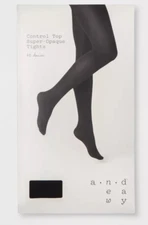 Women's 80D Super Opaque Control Top Tights - A New Day Black Size M/L