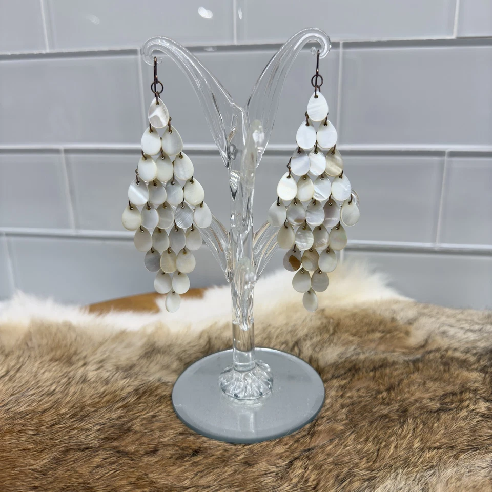 Серьги-капли в масштабе русалки с каплевидным перламутром 9 слоев каскад - Изображение 2 из 4