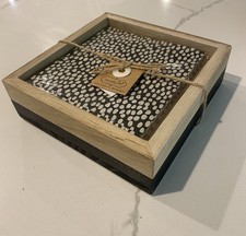 Mud Pie Black Cocktail Napkin Holder Set