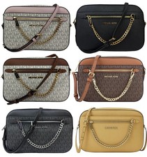 Michael Kors Jet Set Item Large East West Zip Chain MK Leather Crossbody Bag