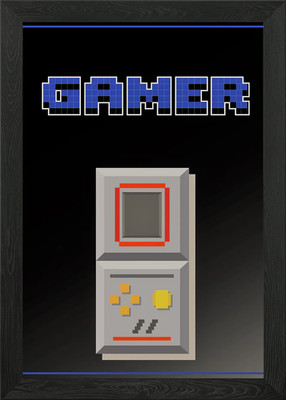 Blue Pixel Gamer Nr. 3 gerahmte Wandbilder Poster Leinwanddruck Bild