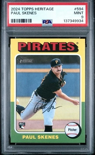 PAUL SKENES - 2024 Topps Heritage High Number Rookie PSA 9 Pirates #594