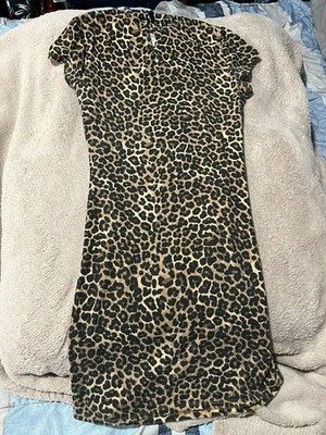 LOVE FINE GIRLS KNIT CASUAL DRESS CHEETAH LEOPARD PRINT ABOVE KNEE SIZE XS/TP