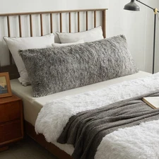 Soft Plush Body Pillow Cover 20x54 Big Fluffy Body 20 x 54 Dark Gray Ombre