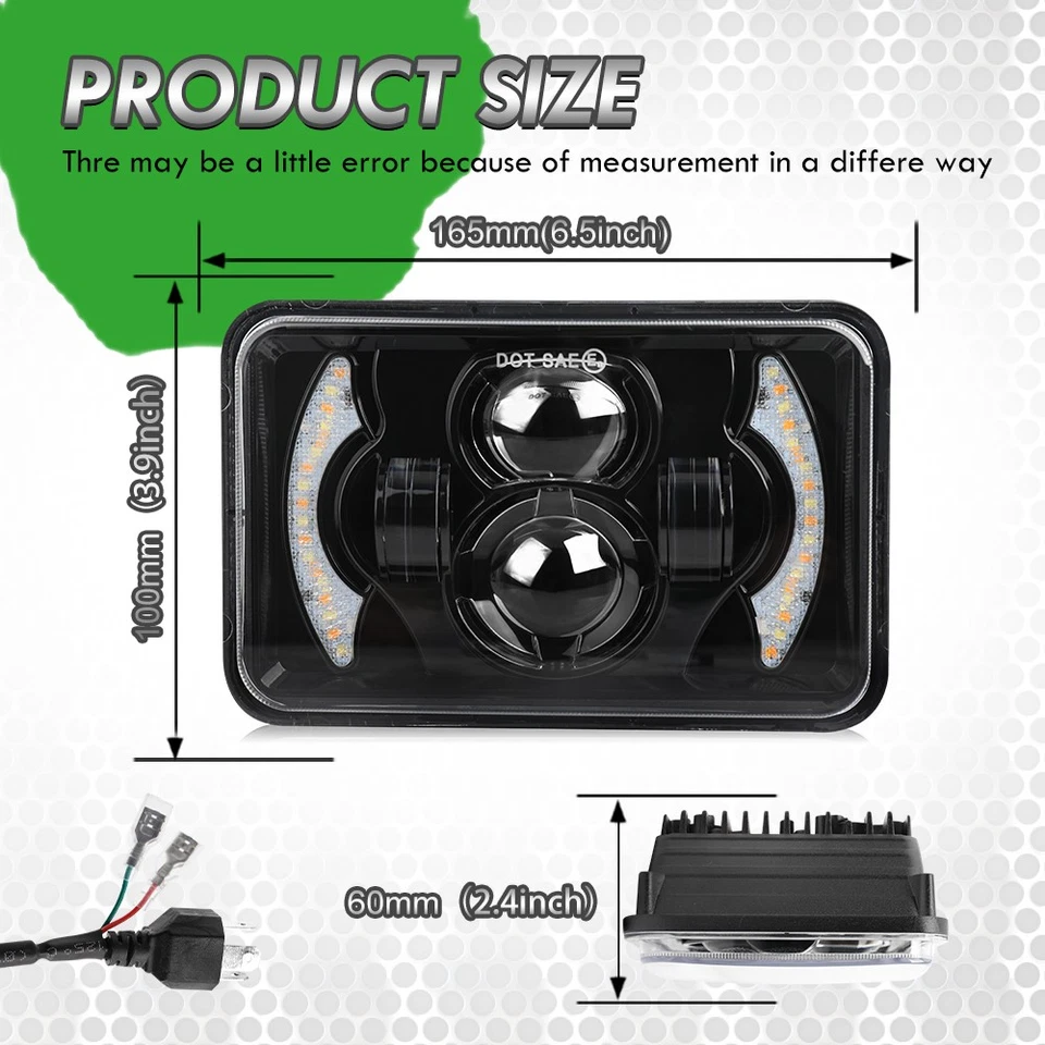 4 PIEZAS Faros LED de haz alto/bajo DRL para Isuzu NQR NPR NPR-HD 4x6"" Foto 2 de 4