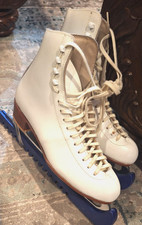 Vintage Riedell Figure Skating Boots White Made in USA Size 7