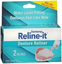 Dentemp Reline-it Denture Reline Kit Reliner For Upper Lower Dentures Zinc Free